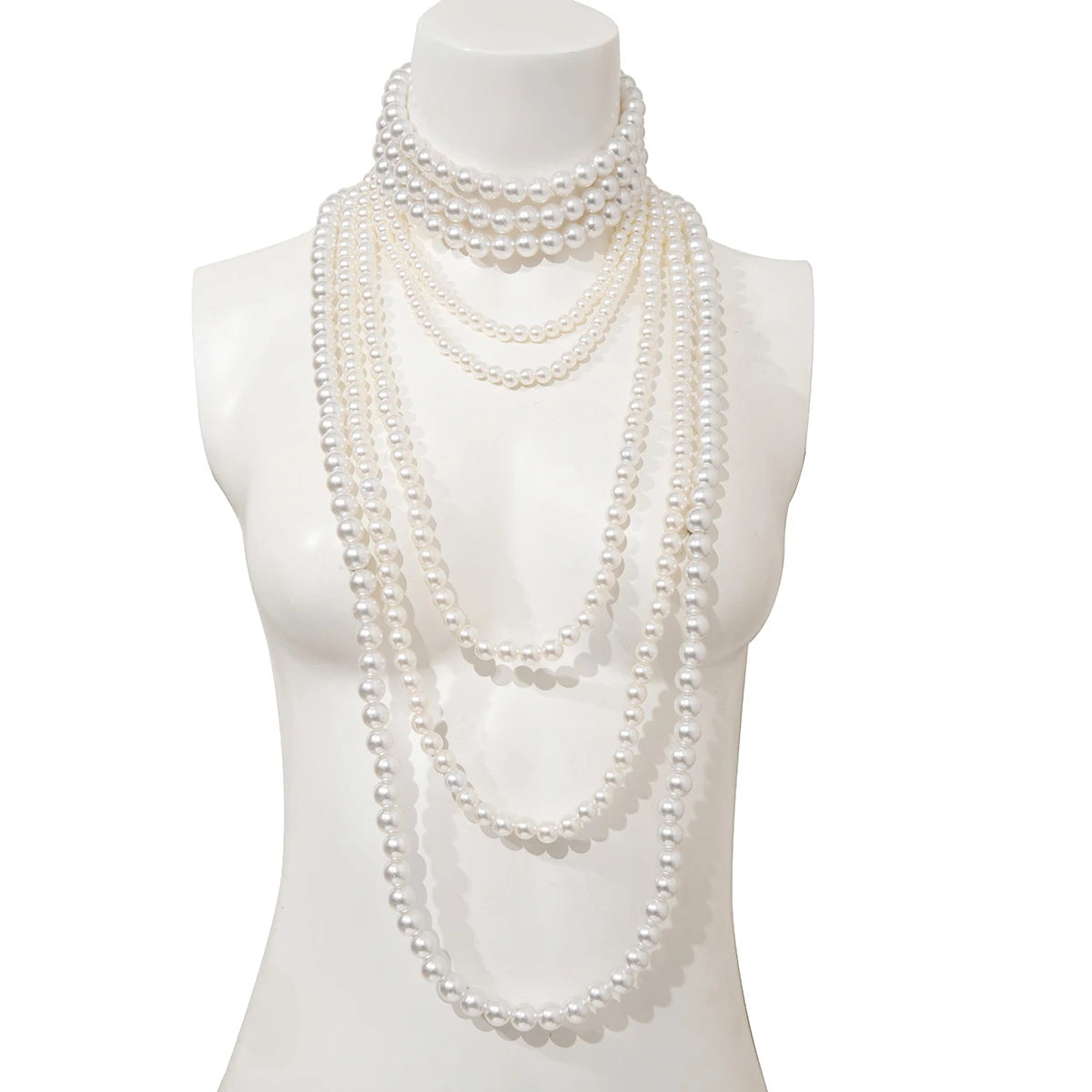 Elegant Multi-Layer Long Faux Pearl Necklace