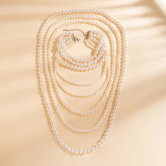 Elegant Multi-Layer Long Faux Pearl Necklace