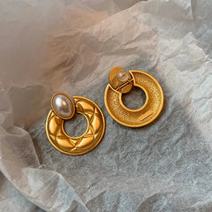 Faux Pearls Gold Plated Earrings