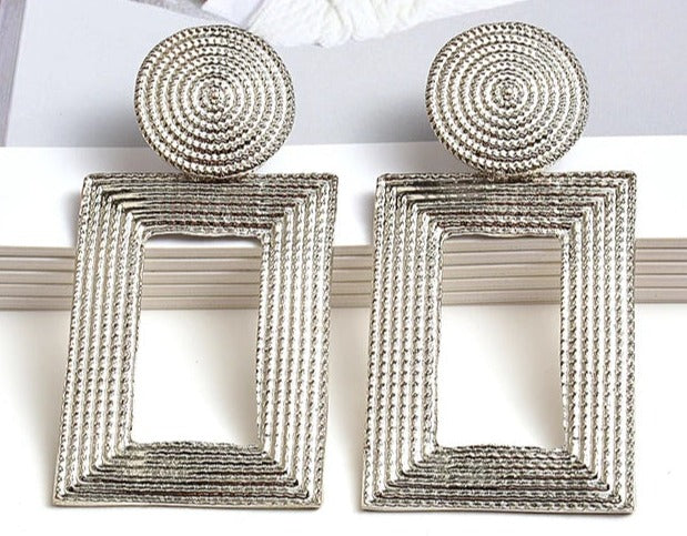 Rectangular Frame Drop Earrings