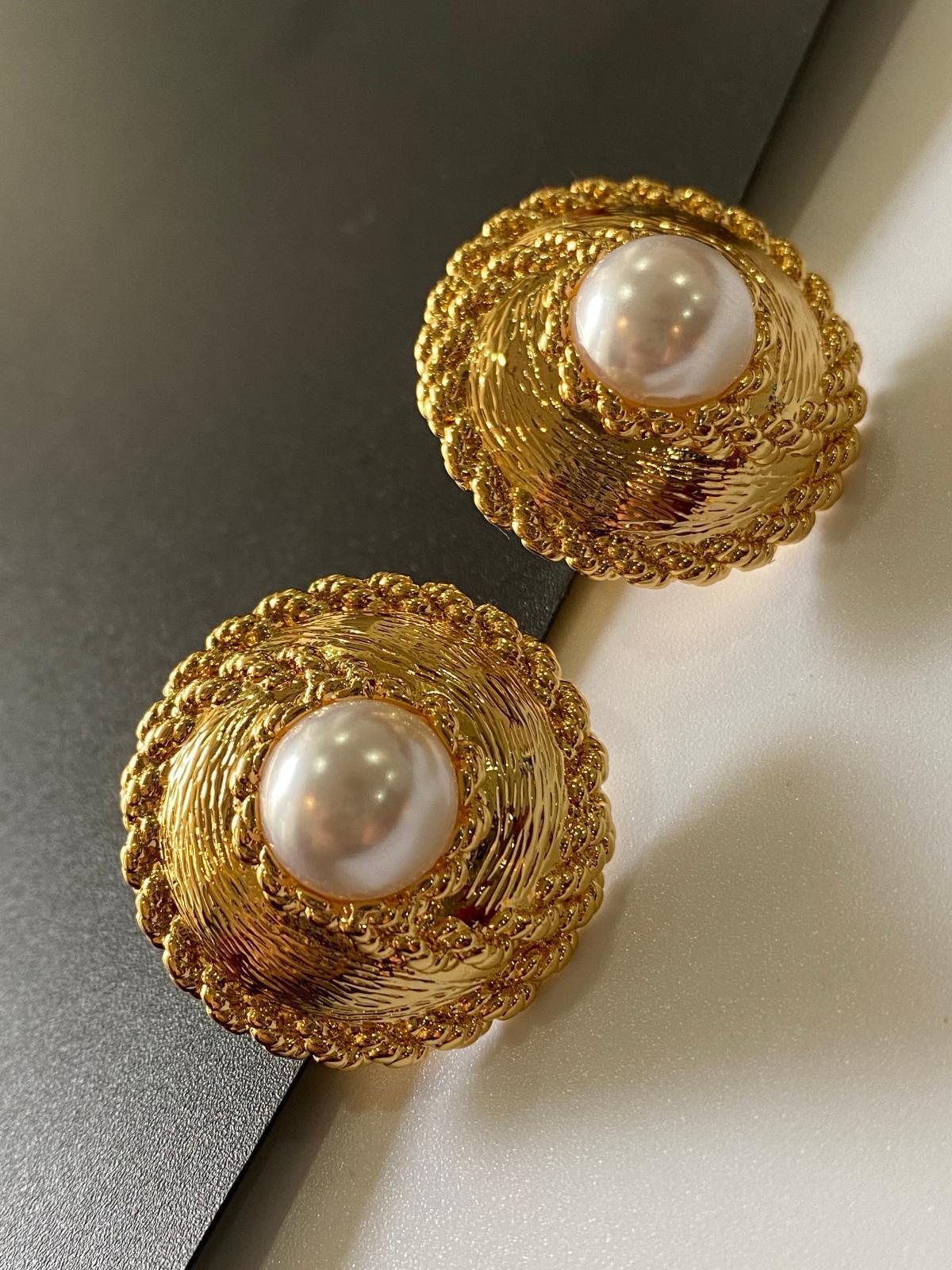 Faux Pearl Electroplated Stud Earrings