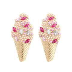 Ice Cream Cone Rhinestone Earrings