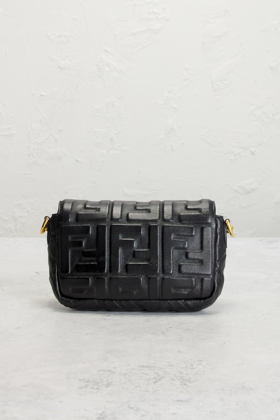 Fendi FF Embossed Mini Baguette Shoulder Bag