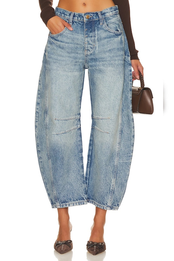 x We The Free Good Luck Mid Rise Barrel Jeans