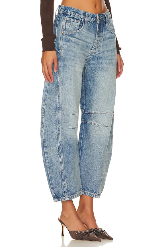 x We The Free Good Luck Mid Rise Barrel Jeans