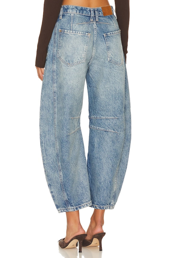 x We The Free Good Luck Mid Rise Barrel Jeans