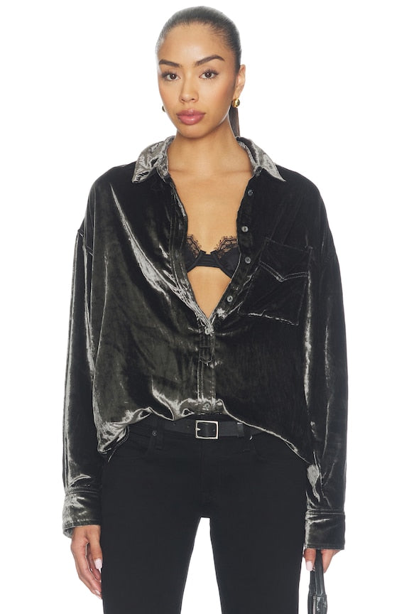 x We The Free Alexi Solid Velvet Shirt