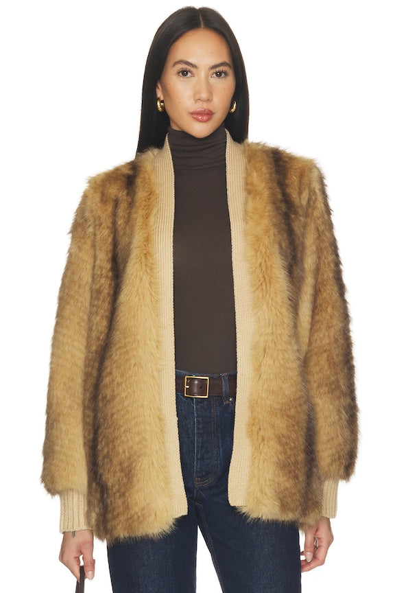 Heloise Faux Fur Belted Wrap Jacket