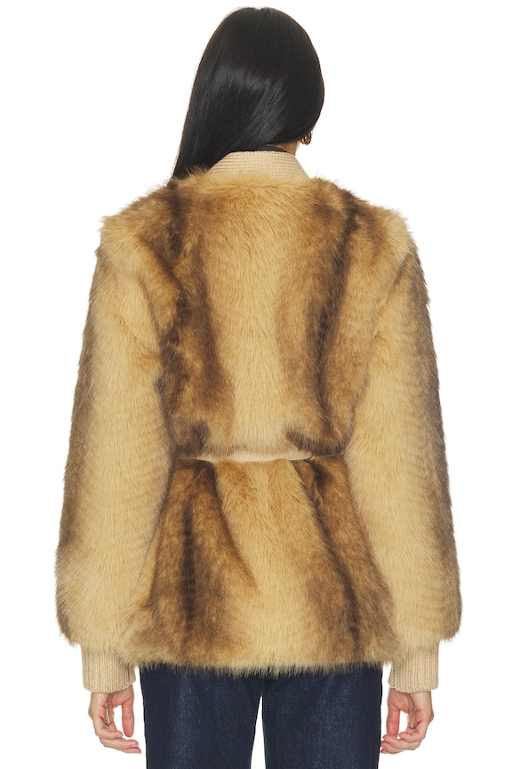 Heloise Faux Fur Belted Wrap Jacket