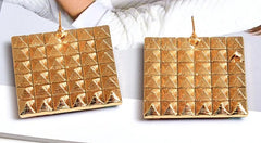 Square Crystal Studded Metal Earrings