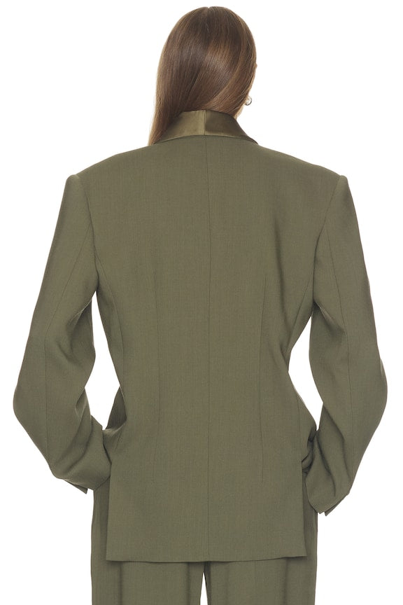 Wool Blend Longline Suiting Blazer