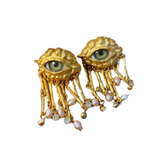 Open Eyes Faux Pearls Ring/Earrings