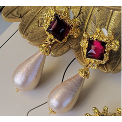 Crowned Gemstones Dangling Earrings