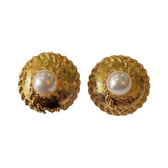 Faux Pearl Electroplated Stud Earrings