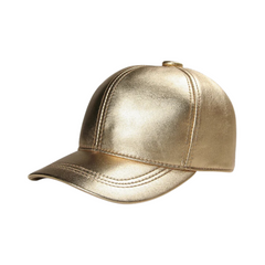 Gold Leather Baseball Cap