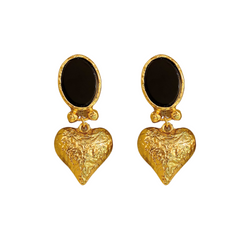 Dangling Hearts Electroplated Gold Earrings