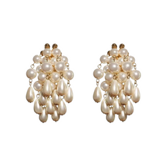 Chunky Faux Pearl Cluster Earrings