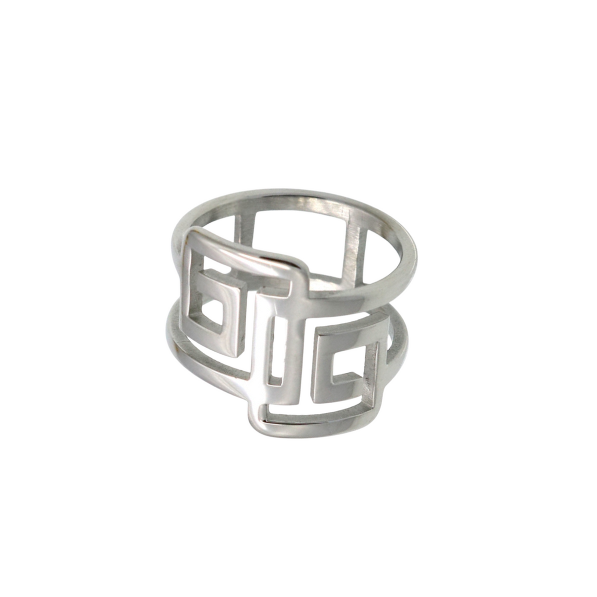 Greek Key Titanium Steel Ring