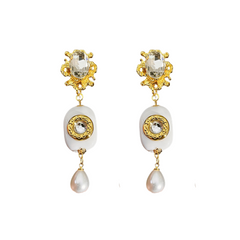 Faux Pearls Crystal Dangling Earrings