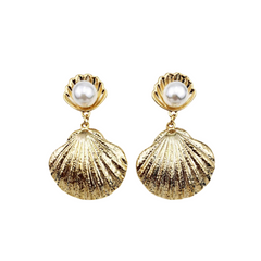 Shell Faux Pearl Drop Earrings