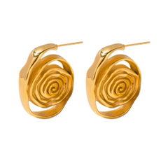 Spiral Rosette Gold Plated Earrings