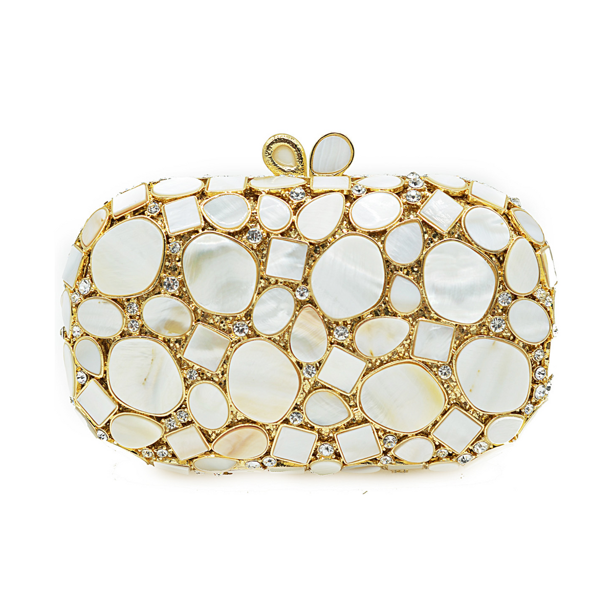 White Shell Crystal Clutch Bag