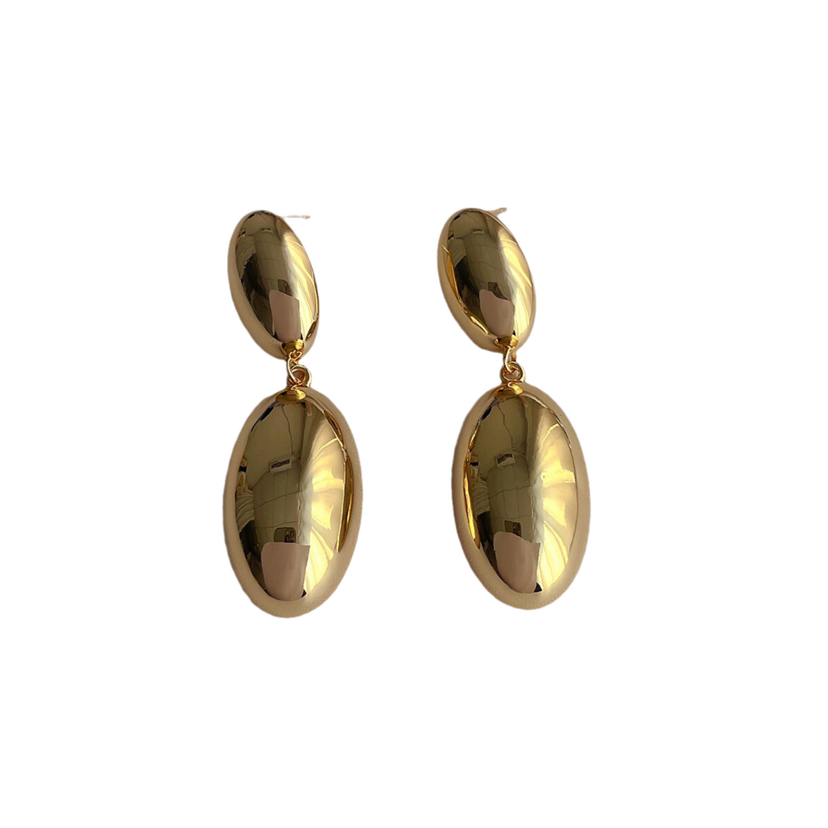 Glossy Drop Stud Copper Earrings