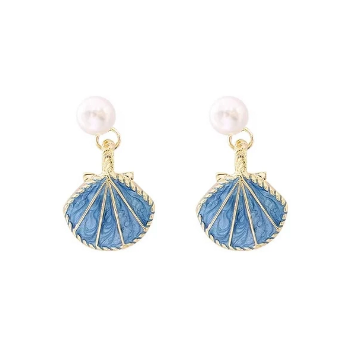 Shell Faux Pearl Drop Earrings