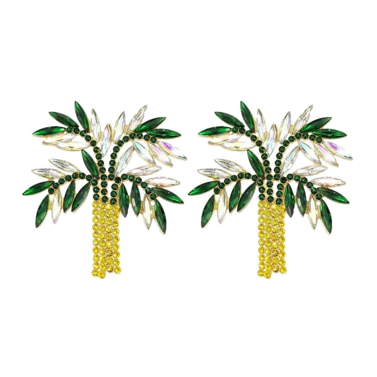 Palm Tree Crystal Stud Earrings