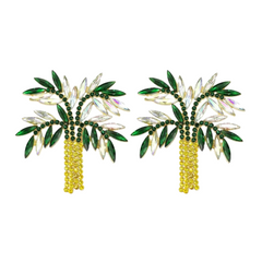 Palm Tree Crystal Stud Earrings