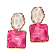 Pre Order:  Sparkling Geometric Resin Square Drop Earrings