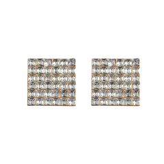 Square Crystal Studded Metal Earrings