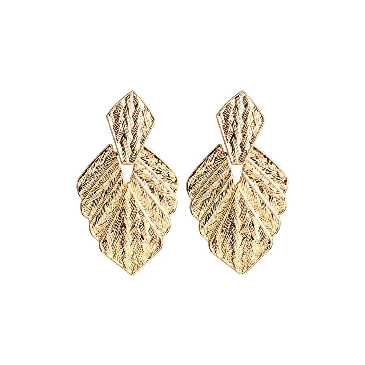 Textured Leaf Drop Earrings