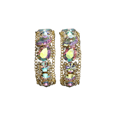 Waterdrop Rhinestones Hoop Earrings