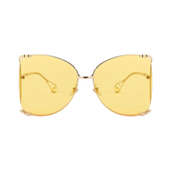 Pearl Temple Tips Square Sunglasses