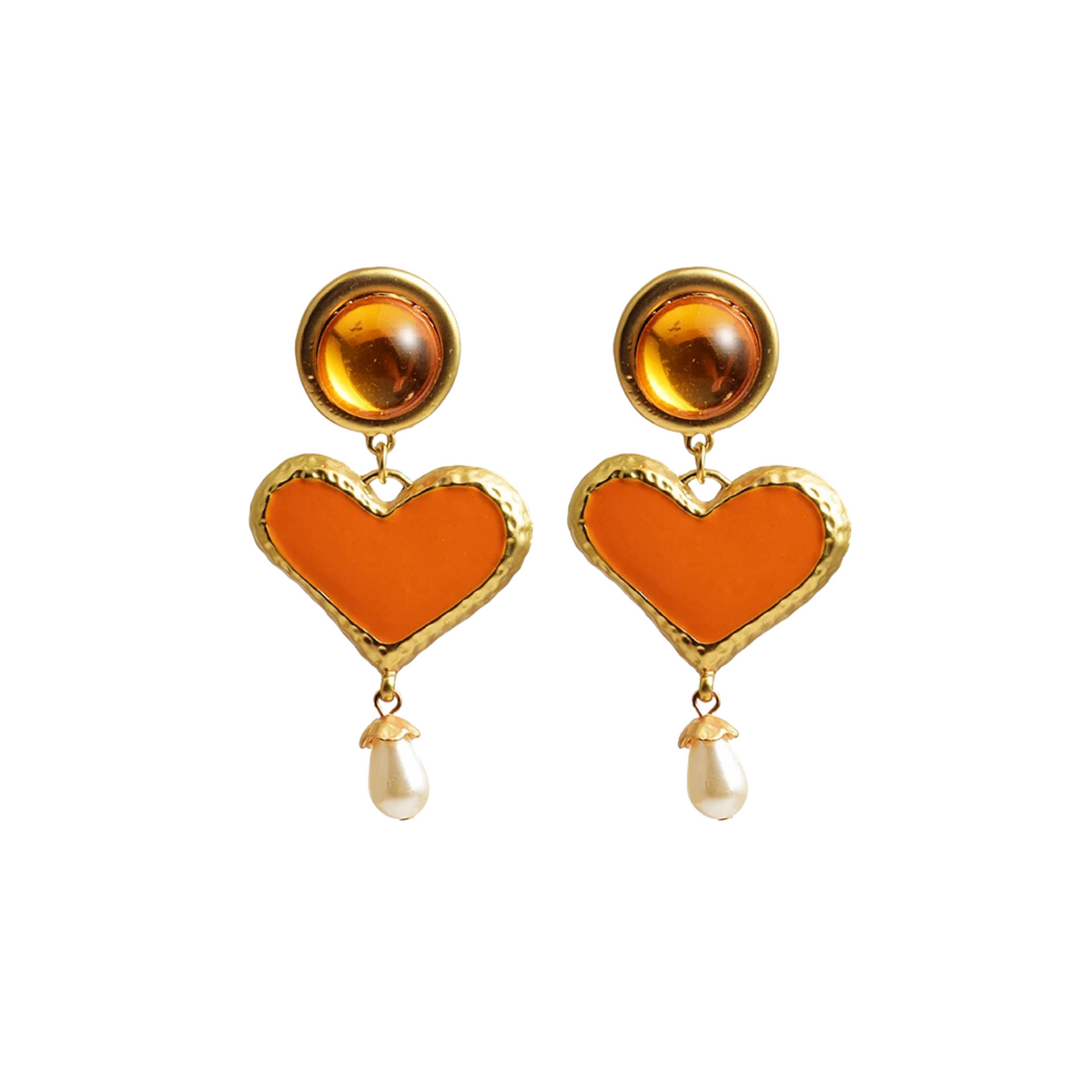 Hearts Faux Pearls Dangle Earrings