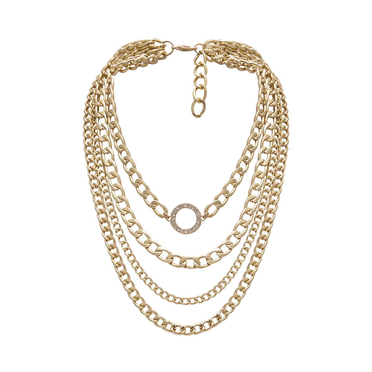 Ring Center Layered Chain Necklace