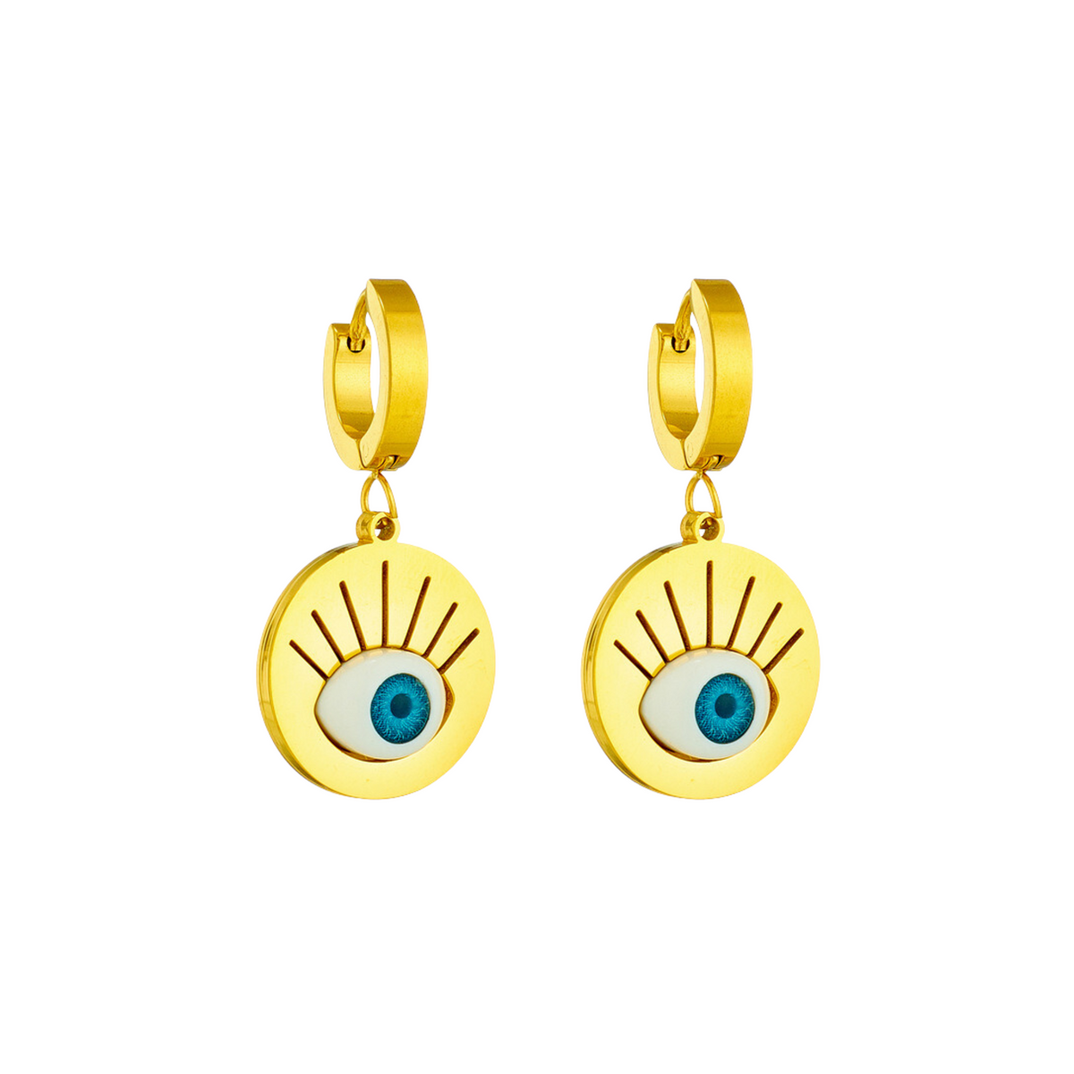 Steel Blue Eyes Pendant Earrings