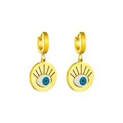 Steel Blue Eyes Pendant Earrings