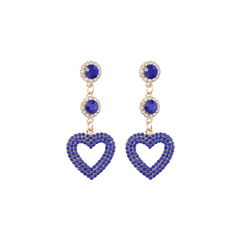 Tassel Hearts Rhinestones Dangle Earrings