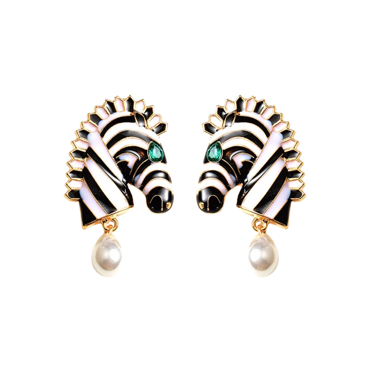 Zebra Pearl Drop Earrings