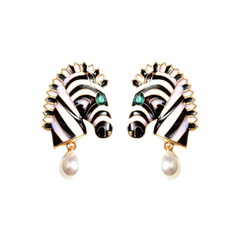 Zebra Pearl Drop Earrings