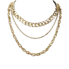 Tri-level Plated Chain Necklace