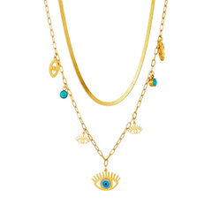 Blue Eyed Charms Multilayer Necklace