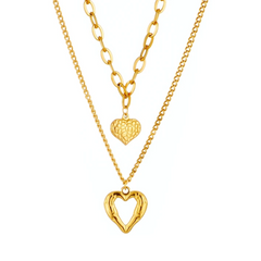 Double Hearts Gold Plated Necklace