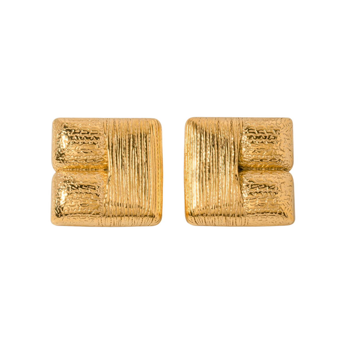 Textured Plated Square Stud Earrings