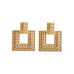 Rhinestone Embellished Square Stud Earrings