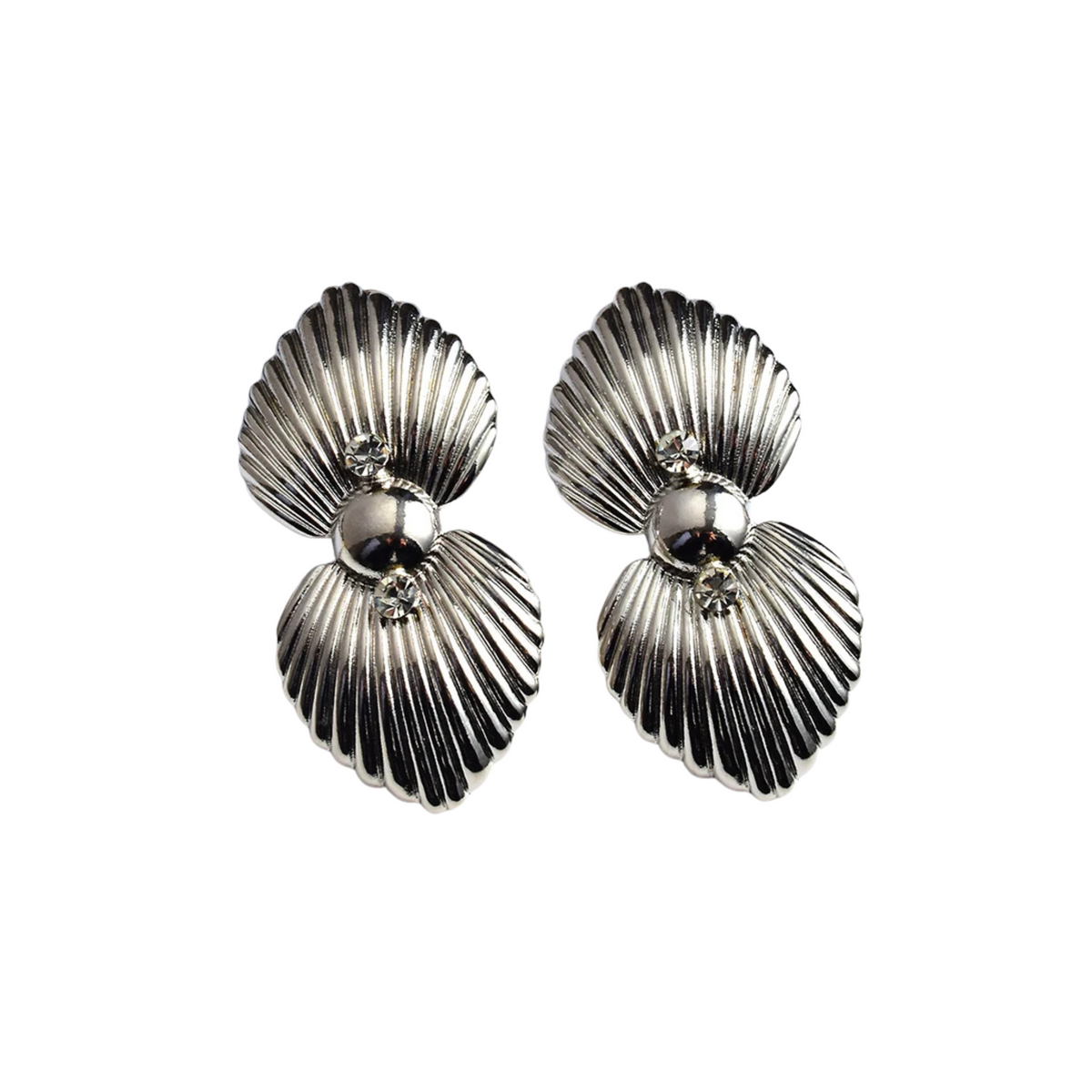 Open Shells Rhinestone Decorated Earrings