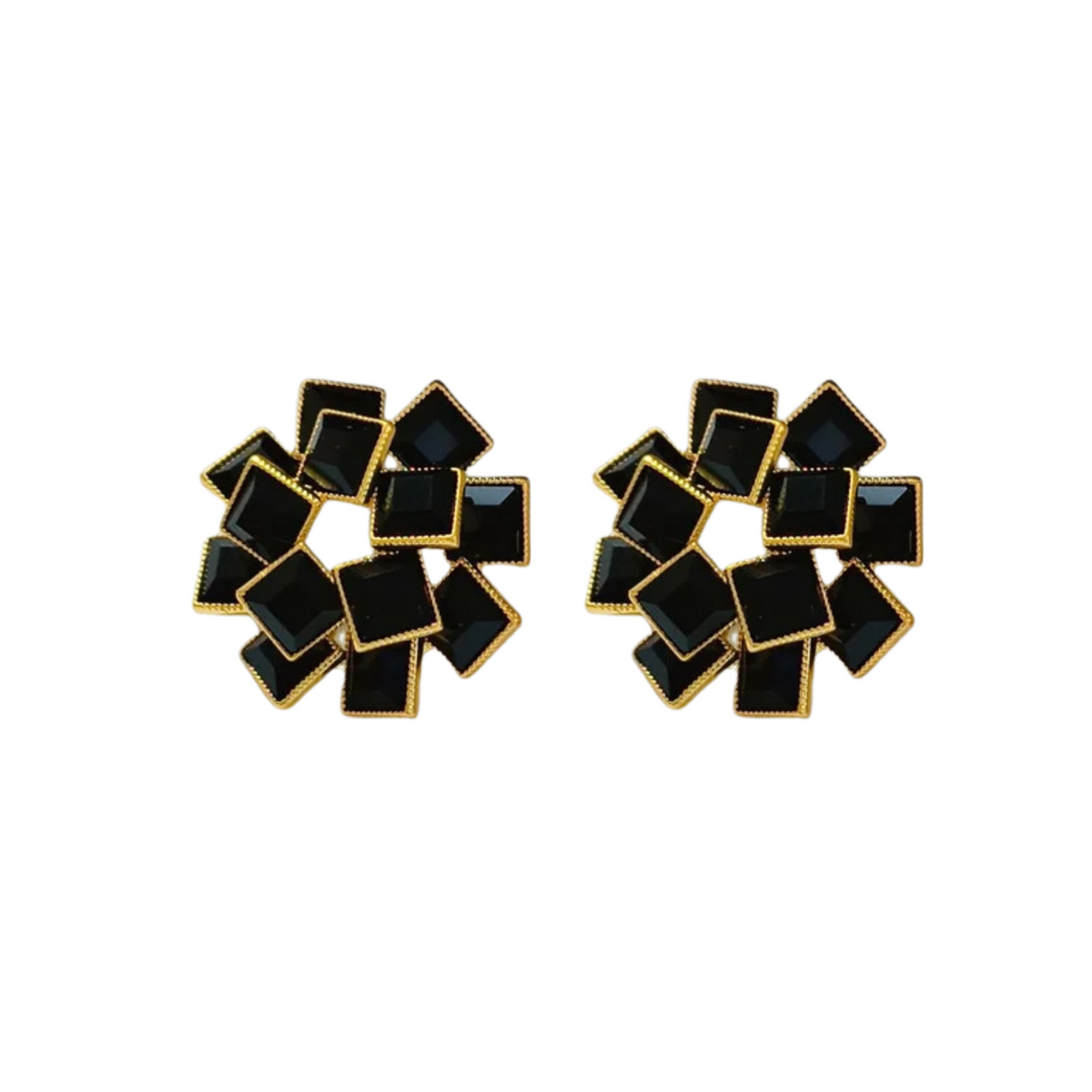 Geometric Floral Stud Earrings