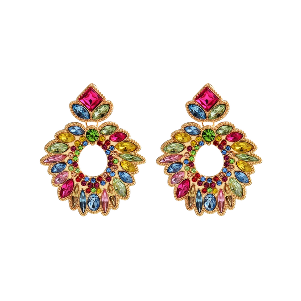 Rhinestone Wreath Drop Earrings